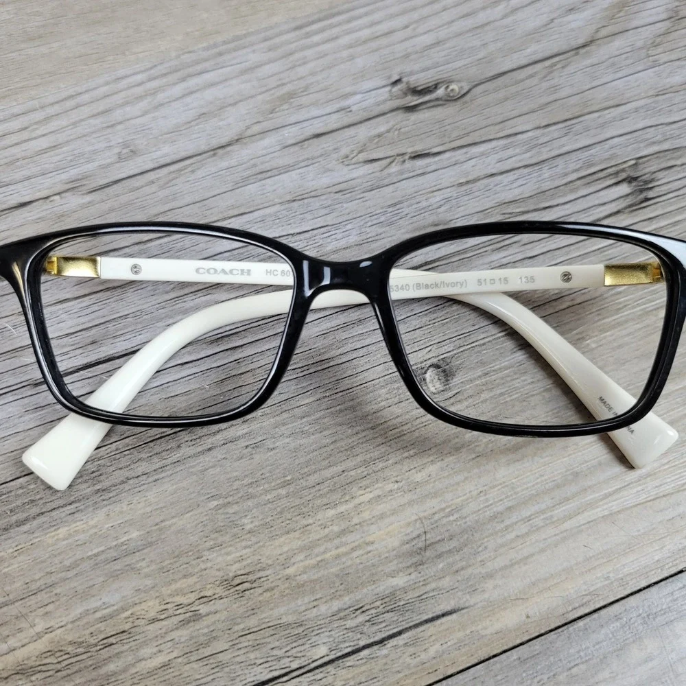 Coach Eyeglass Frames HC 6077 5340 Black/Ivory Rectangular Women 51-15-135